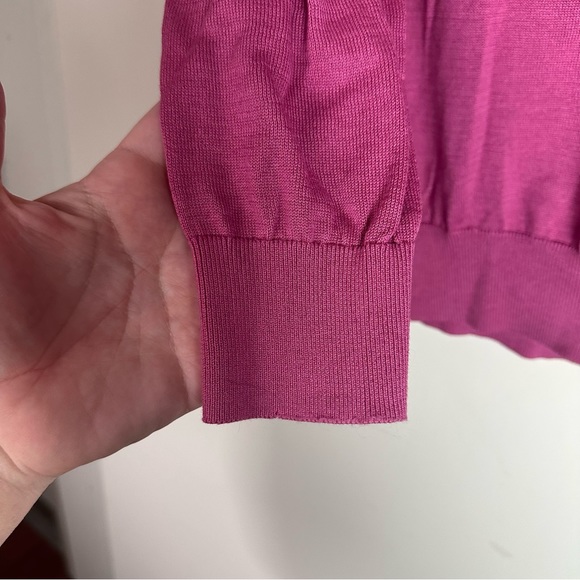 Reiss Pink V-Neck Soft 100% Cotton Ribbed Trim Pull On Long Sleeve Sweater S - Picture 4 of 14